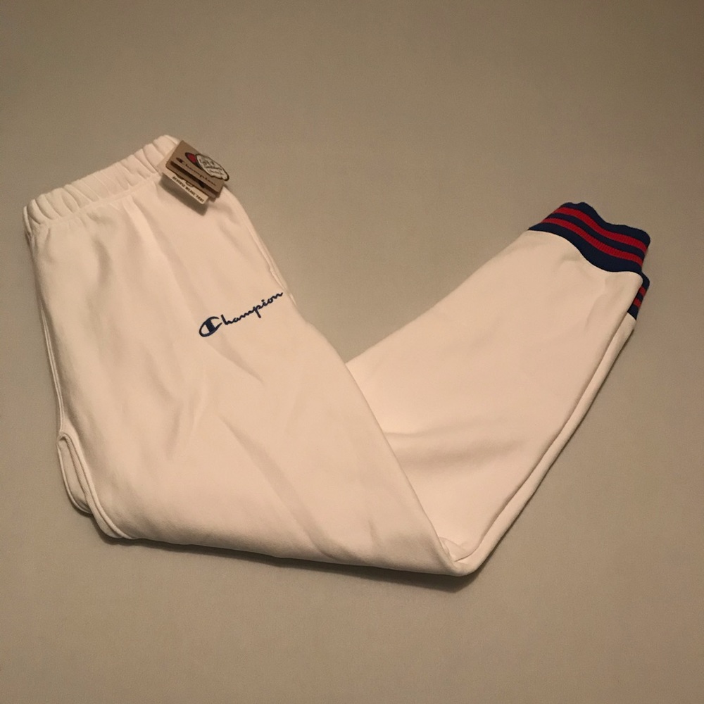 Champion Large White/Blue/Red Reverse Weave Pants